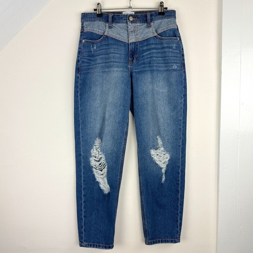 Jordache Heritage 80's-style Distressed Jeans, Two-tone, High Rise Tapered, 28